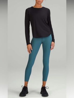 Lululemon Base Pace HR Tight 25 Two-Tone Ribbed Green Jasper/Blue Chill size 6
